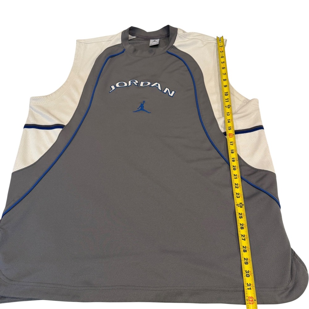 Jordan Brand Mens 3XL Grey White Blue Sleeveless Basketball Jersey Shirt 23 Y2K - Picture 9 of 9